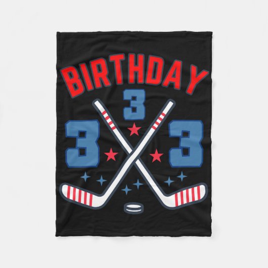 Couverture Polaire Ice Hockey Three Birthday Boy 3rd Party Boys Age 3 (Devant)