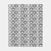 Couverture Polaire Icônes de voyage tendance Motif noir et blanc (Devant)