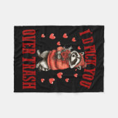 Couverture Polaire I'd Ck You Over Trash Funny Raccoon Retro Valentin (Devant (Horizontal))