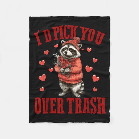 Couverture Polaire I'd Ck You Over Trash Funny Raccoon Retro Valentin (Devant)
