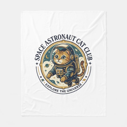 Couverture Polaire Idée cadeau papa chat astronaute spatial - Astr (Devant)
