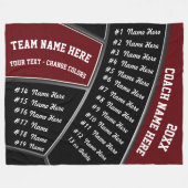 Couverture Polaire Idées Cadeau Coach Volleyball Bourgogne, Noir, Bla (Devant (Horizontal))