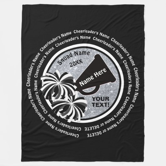 Couverture Polaire Idées Cadeaux Senior pour Cheleaders, Noir, Argent (Devant)