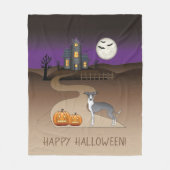 Couverture Polaire Iggy Bleu Et Blanc Et Halloween Maison Hantée (Devant)