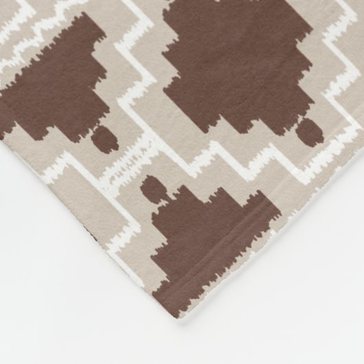 Couverture Polaire Ikat Aztec Tribal - Chocolat Brown et Taupe (Coin)
