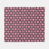 Couverture Polaire Ikat Aztec Tribal - Fuchsia rose, noir et blanc (Devant (Horizontal))