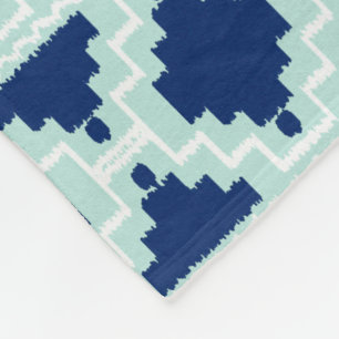 Couverture Polaire Ikat Aztec Tribal - Indigo et bleu clair