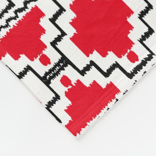Couverture Polaire Ikat Aztec Tribal - Rouge, Noir et Blanc (Coin)