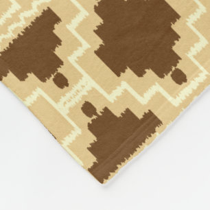 Couverture Polaire Ikat Aztec Tribal - Tan, brun et crème