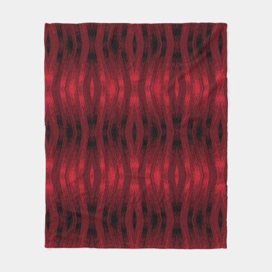 Couverture Polaire Ikat de zigzag rouge et noir (Devant)