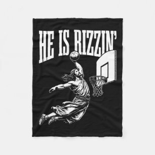 Couverture Polaire Il Est Rizzin Fun Jesus Basketball Mème
