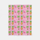 Couverture Polaire Ile tropicale Palm Tree Ananas Flamant rose rose (Devant)