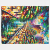 Couverture Polaire "Illumination de Noël : San Antonio Riverwalk" (Devant (Horizontal))