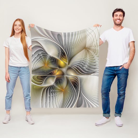 Couverture Polaire Illusion Optique Abstrait 3D Fractal Avec Profonde (En situation)