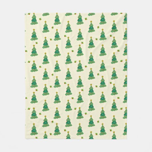 Couverture Polaire Illustrated Christmas Trees Fleece Blanket (Devant)