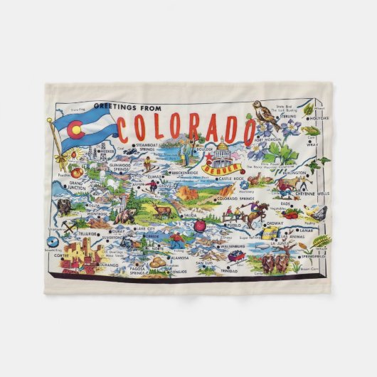 Couverture Polaire Illustrated Colorado Map Small  (Devant (Horizontal))