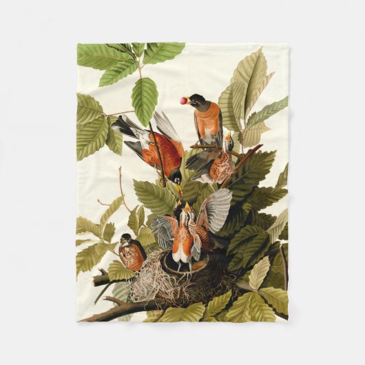Couverture Polaire Illustration Audubon American Robin Wildlife Bird (Devant)