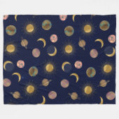 Couverture Polaire Illustration Blue Gold Sun Moon Planètes Space (Devant (Horizontal))