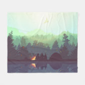 Couverture Polaire Illustration Camping Adventure Forest Mountain (Devant (Horizontal))