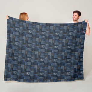 Couverture Polaire Illustration d'art en tissu de Dénim de Patchwork
