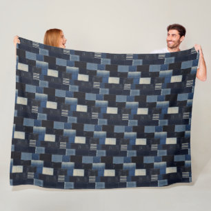 Couverture Polaire Illustration d'art en tissu de Dénim de Patchwork