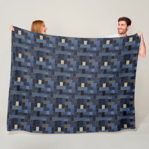 Couverture Polaire Illustration d'art en tissu de Dénim de Patchwork
