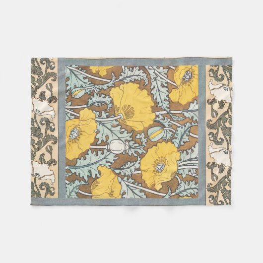 Couverture Polaire illustration d'art pavot fleur jaune (Devant (Horizontal))