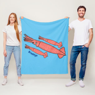 Couverture Polaire Illustration de calamar rose