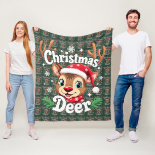 Couverture Polaire Illustration de cerf de Noël mignon