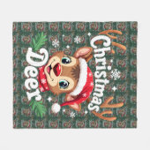 Couverture Polaire Illustration de cerf de Noël mignon (Devant (Horizontal))