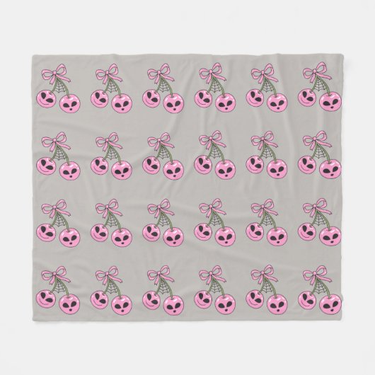 Couverture Polaire illustration de cerise Halloween rose mignonne (Devant (Horizontal))