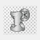 Couverture Polaire Illustration de chien caricaturé mignon en argent (Devant (Horizontal))