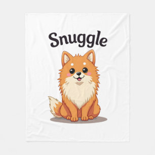 Couverture Polaire Illustration de chien mignon Pomeranian câlin vint