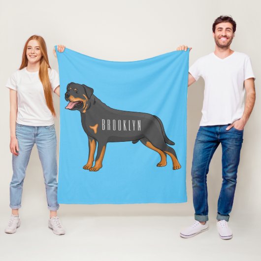 Couverture Polaire Illustration de chien Rottweiler (En situation)