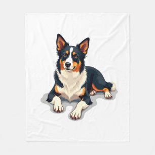 Couverture Polaire Illustration de chien vintage Border Collie tricol