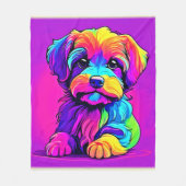 Couverture Polaire Illustration de chiot arc-en-ciel (Devant)
