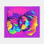 Couverture Polaire Illustration de chiot arc-en-ciel (Devant (Horizontal))