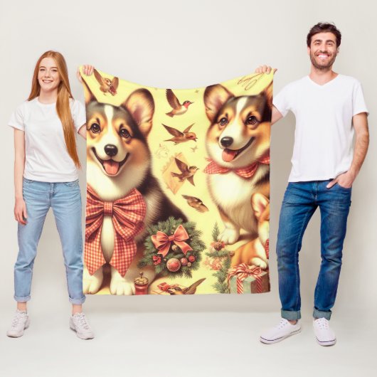 Couverture Polaire Illustration de Corgi Corgi gallois mignon (En situation)