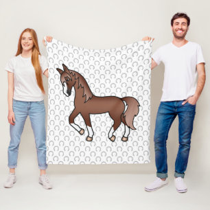 Couverture Polaire Illustration de dessin animé mignon de cheval trot