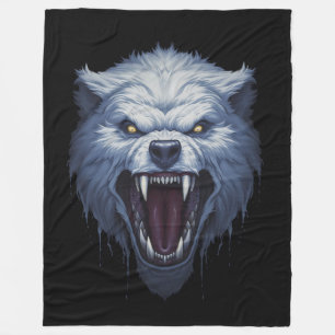 Couverture Polaire Illustration de fantasy sombre de tête de loup bla