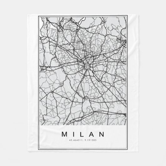 Couverture Polaire Illustration de la carte de Milan (Devant)