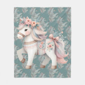 Couverture Polaire Illustration de l'Imaginaire Floral Pastel Horse (Devant)
