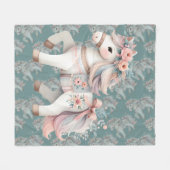 Couverture Polaire Illustration de l'Imaginaire Floral Pastel Horse (Devant (Horizontal))