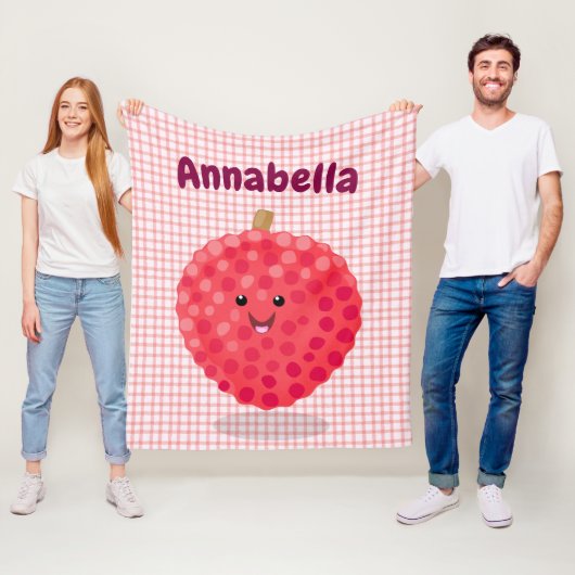 Couverture Polaire Illustration de litchee rose mignon (En situation)