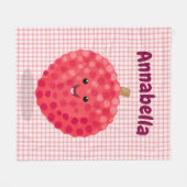 Couverture Polaire Illustration de litchee rose mignon (Devant (Horizontal))