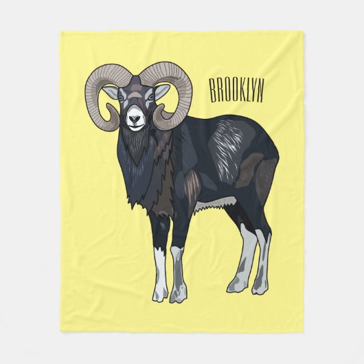 Couverture Polaire Illustration de mouflon, mouton (Devant)