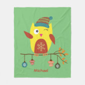 Couverture Polaire Illustration de Noël de la chouette d'hiver person (Devant)