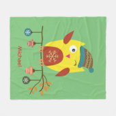 Couverture Polaire Illustration de Noël de la chouette d'hiver person (Devant (Horizontal))