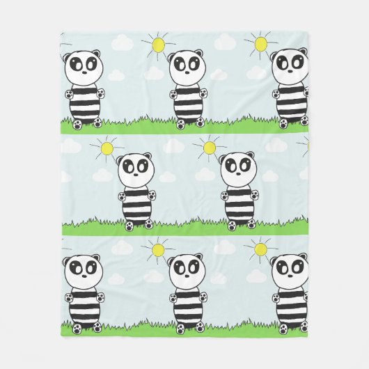 Couverture Polaire Illustration de Panda Mignon (Devant)
