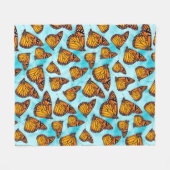 Couverture Polaire Illustration de papillon monarque sur les nuages (Devant (Horizontal))